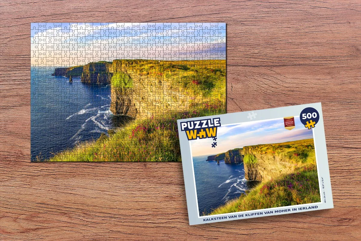 PuzzleWow Legpuzzel Kalksteen Kliffen van Moher 500 Stuks - Multicolor
