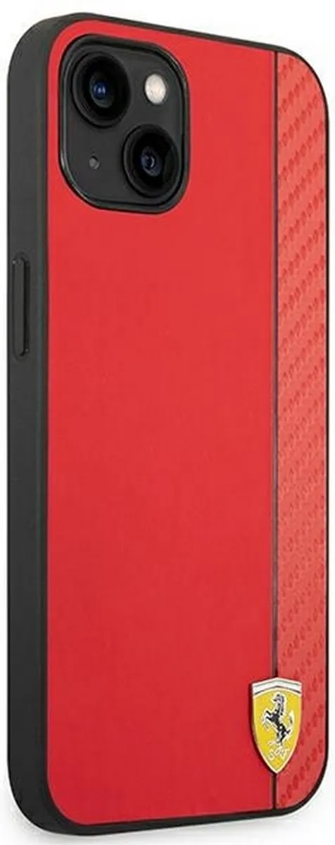 Ferrari Smooth Carbon Hoesje iPhone 14 Plus - Rood
