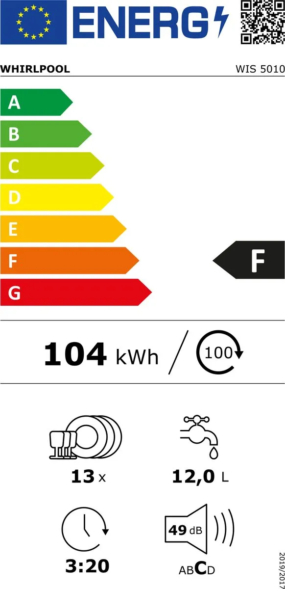 Whirlpool WIS 5010 Inbouw Vaatwasser 13 Couverts - Wit