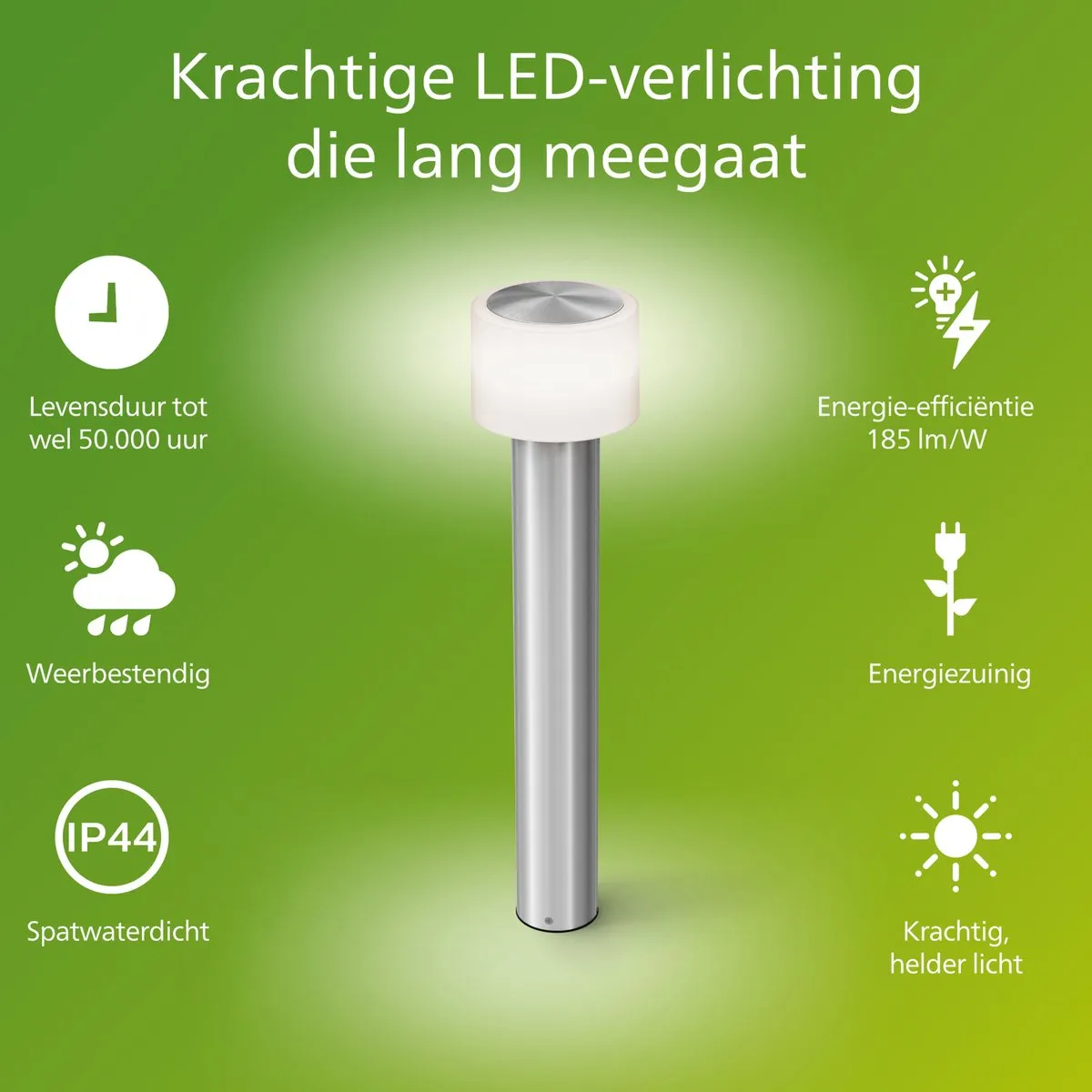 Philips Otis Sokkellamp 4.3W Warmwit - Roestvast staal