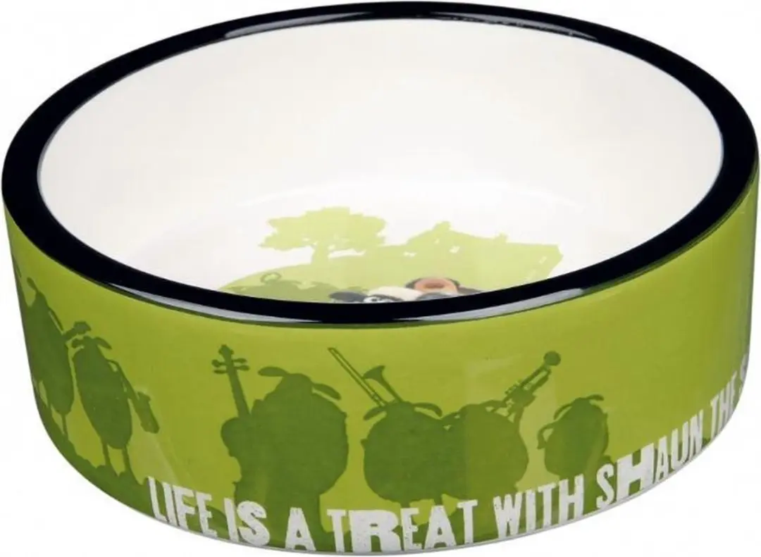 Shaun the sheep voerbak waterbak keramiek  0.8 ltr groen