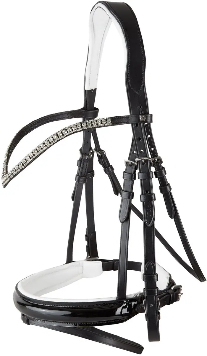 Horze Grayson Anatomisch Trenshoofdstel, Black/White, Vollblut