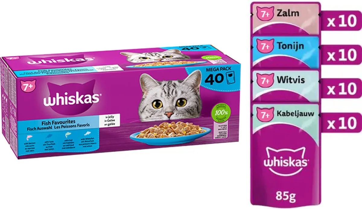 Whiskas Senior 7+ Vis Selectie in Gelei - 40x85g