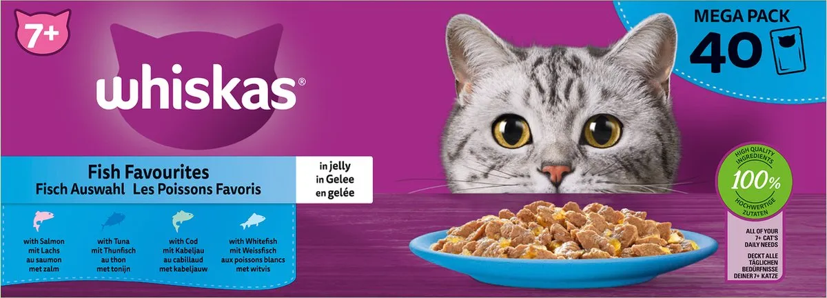 Whiskas Senior 7+ Vis Selectie in Gelei - 40x85g