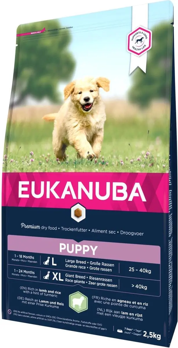 Eukanuba hondenvoer dog puppy&junior large lamb&rice 2,5KG