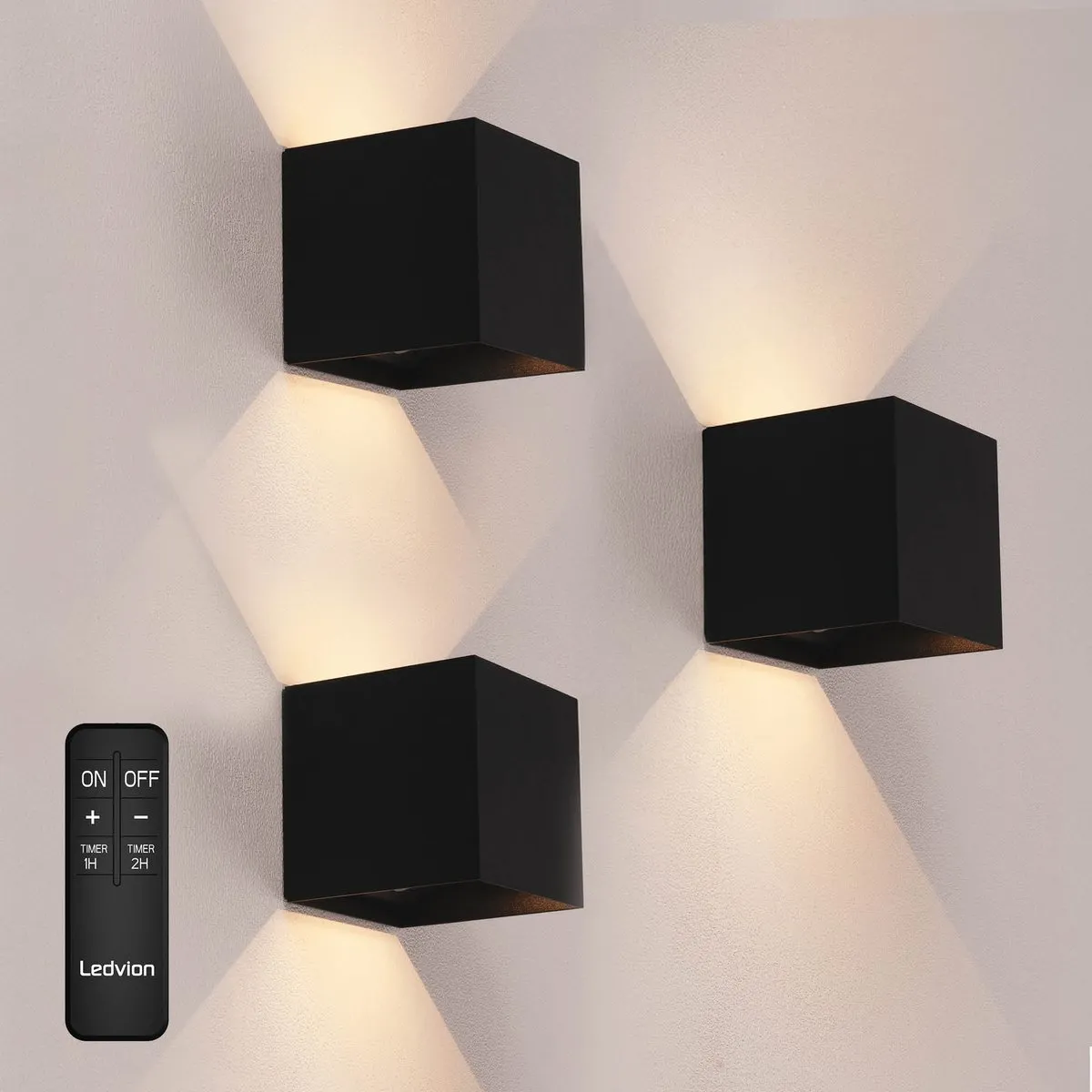 LEDVION 3x USB Oplaadbare Wandlamp Zwart