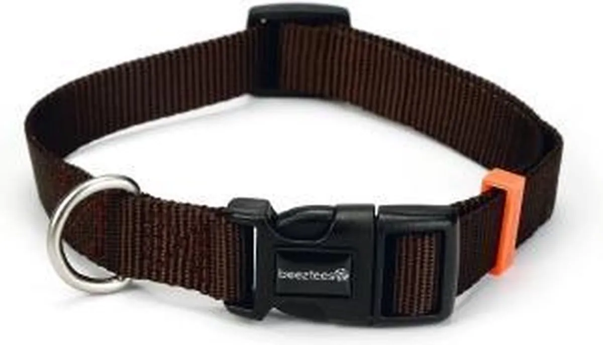 Beeztees Nylon Halsband Uni Donkerbruin 26-40cm
