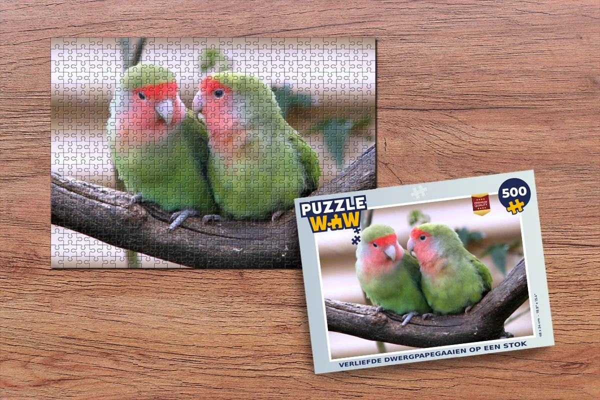 PuzzleWow Verliefde Dwergpapegaaien Legpuzzel 500 Stuks