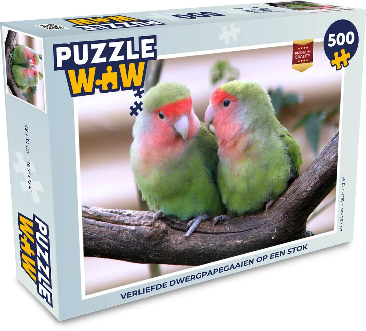 PuzzleWow Verliefde Dwergpapegaaien Legpuzzel 500 Stuks - Multicolor