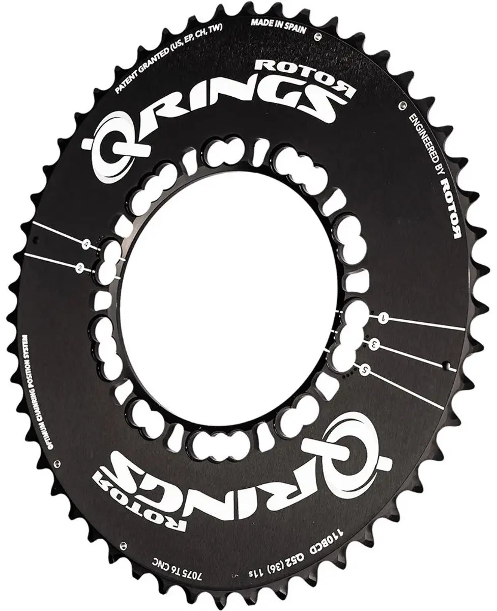 Rotor Q-Ring Road Aero Kettingblad 52T 110mm - 5-armig - Zwart - afbeelding 6 van 6