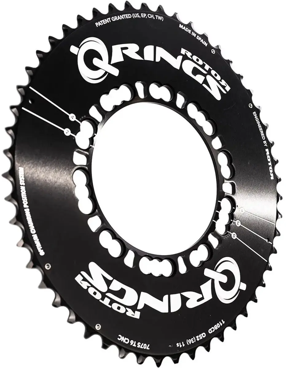 Rotor Q-Ring Road Aero Kettingblad 52T 110mm - 5-armig - Zwart - afbeelding 5 van 6