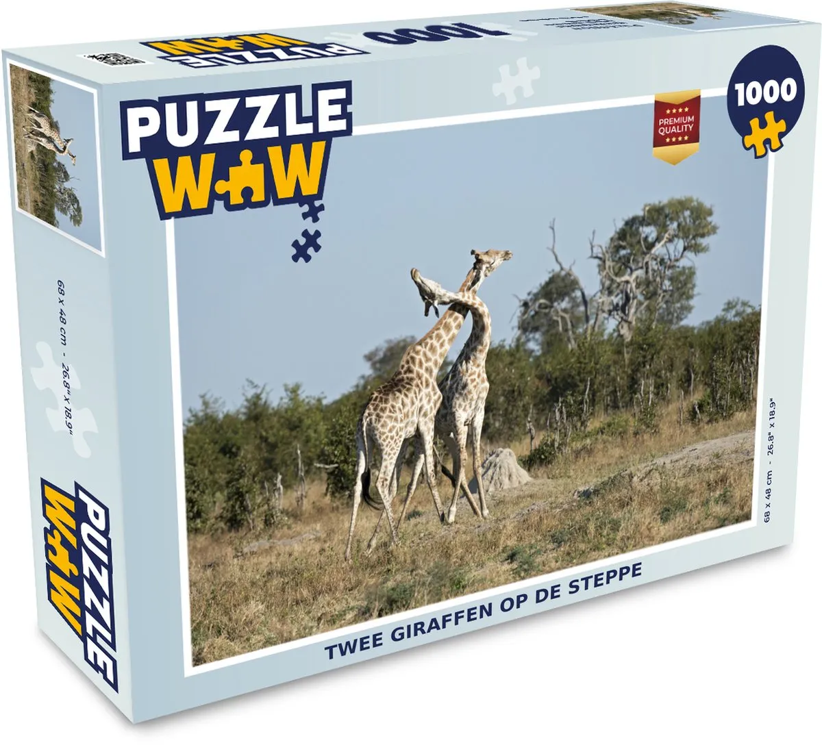 PuzzleWow Legpuzzel Twee giraffen op de steppe 1000 Stuks