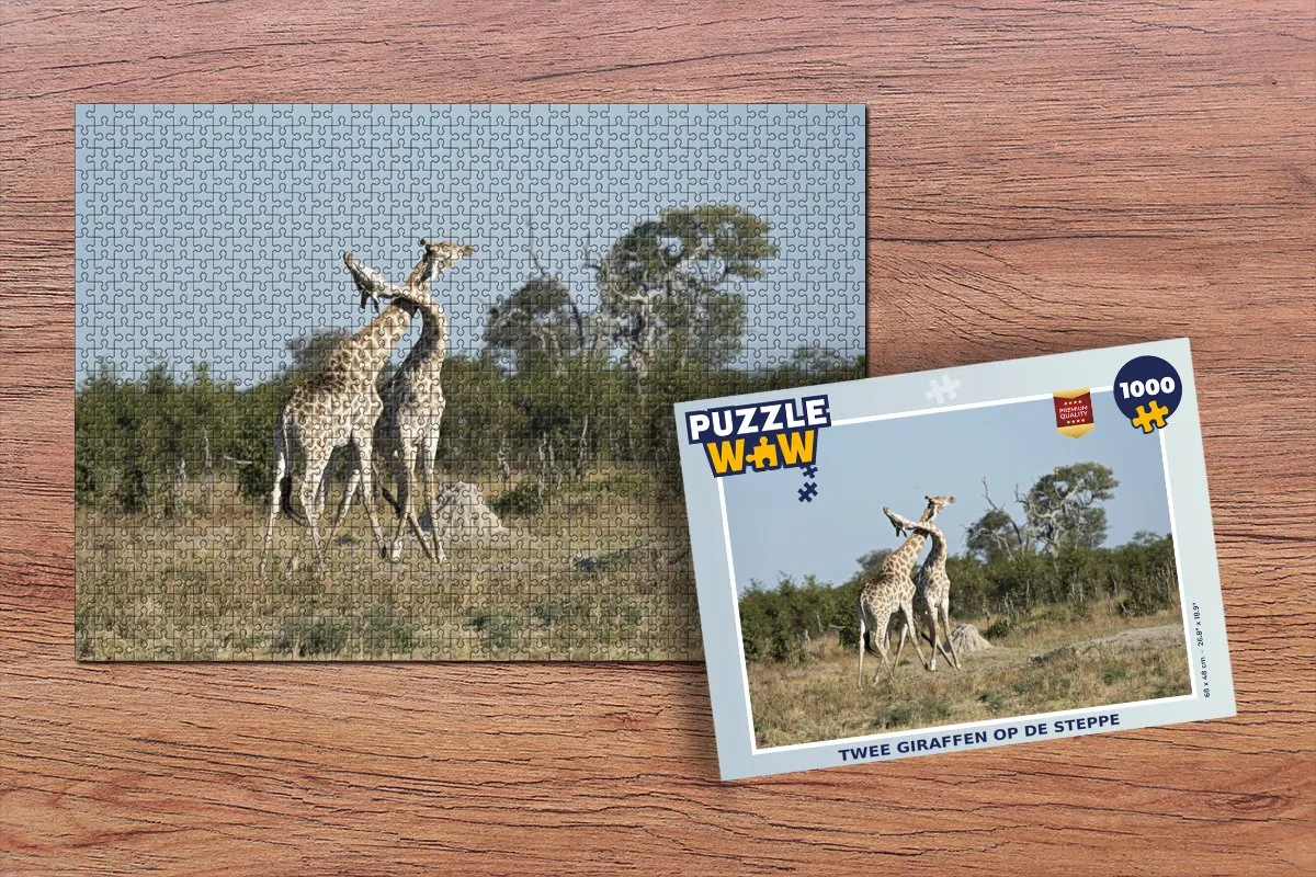 PuzzleWow Legpuzzel Twee giraffen op de steppe 1000 Stuks - Multicolor
