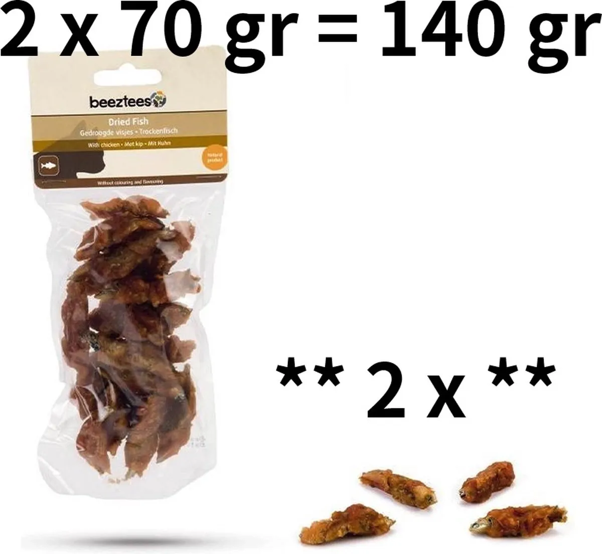 Beeztees Kattensnack Gedroogde Visjes Kip 140g