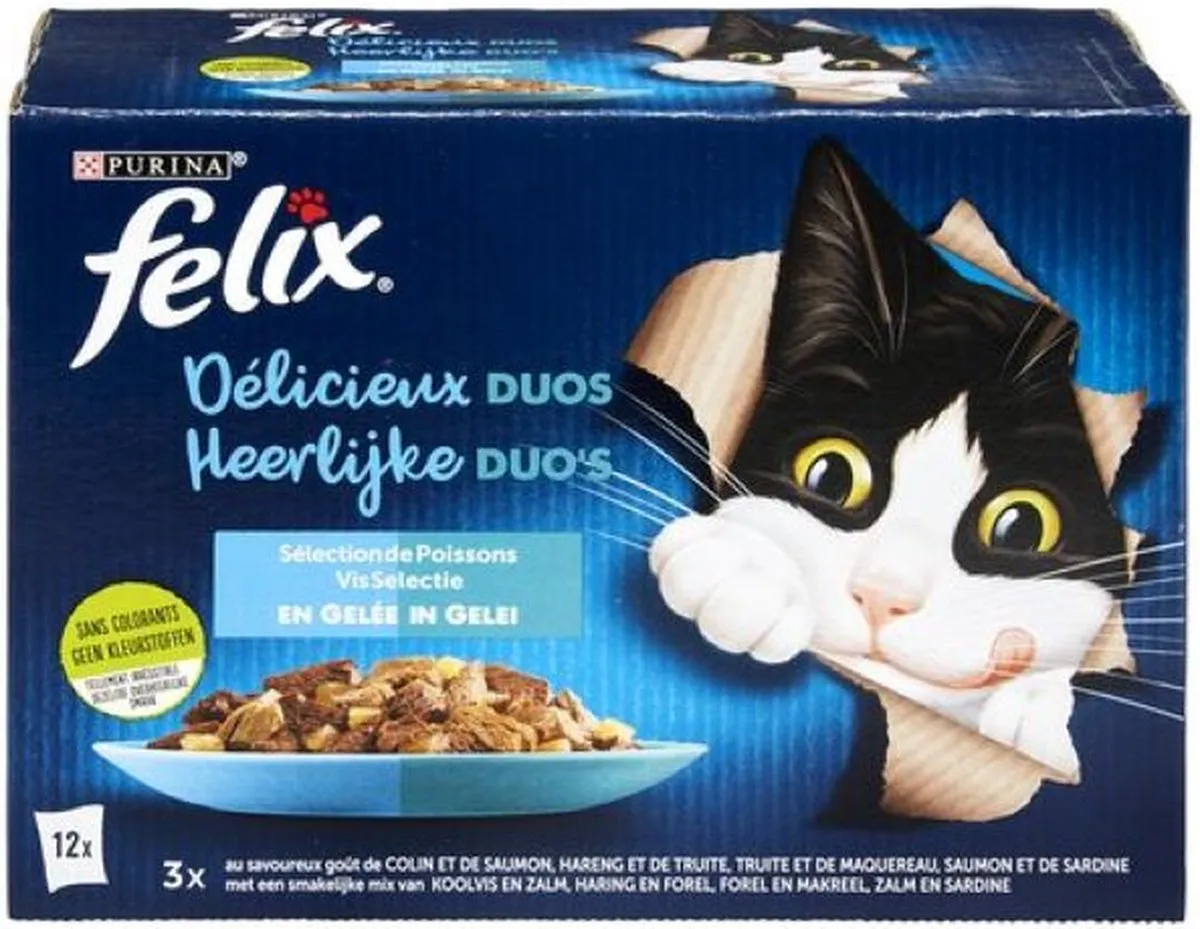 Felix DOU's in Gelei Kattenvoer Vis Selectie