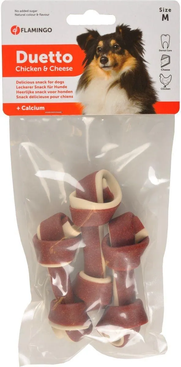 Flamingo Duetto Hondensnack Kip & Kaas Medium - 120g