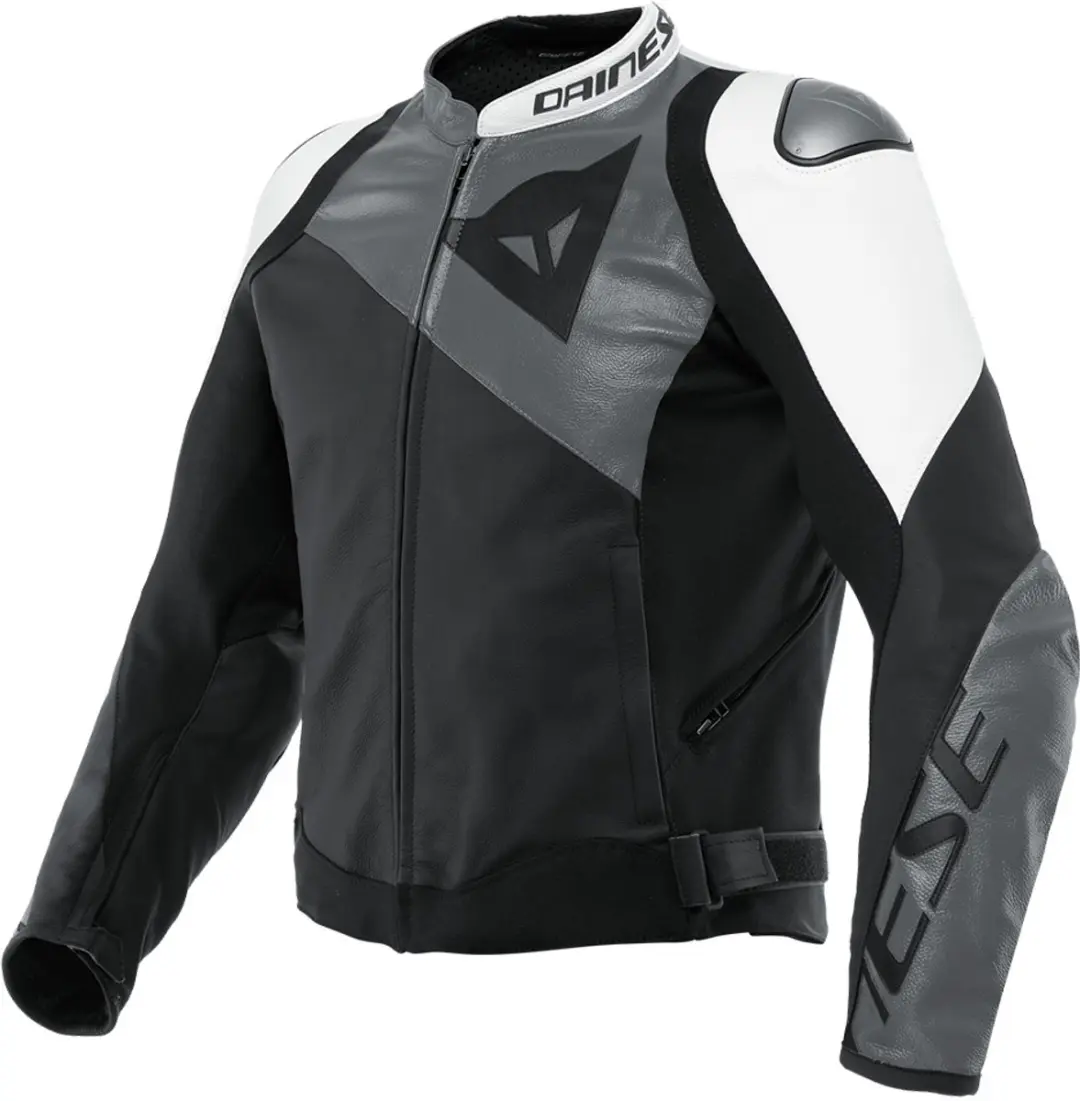 Dainese Sportiva Leren Jas Zwart Mat Antraciet Wit