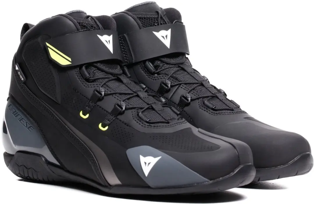 Dainese Herian D-WP Zwart Wit Fluo Geel Waterdichte Motorschoenen