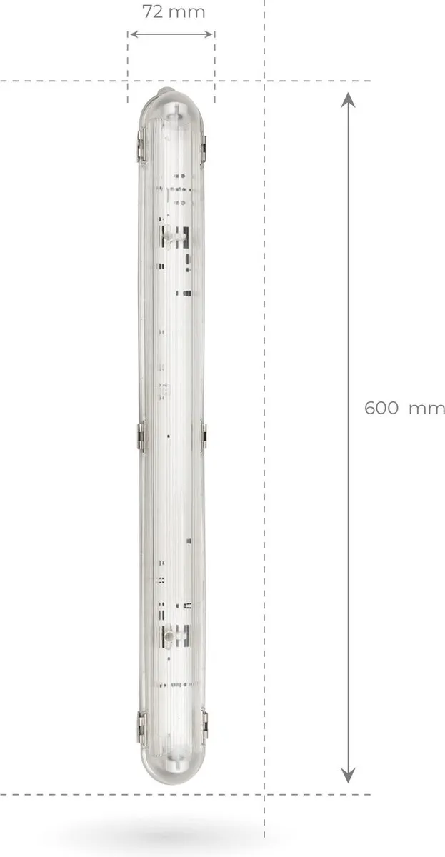 Ledvion LED TL Armatuur 60cm - Grijs - IP65 - Bewegingssensor
