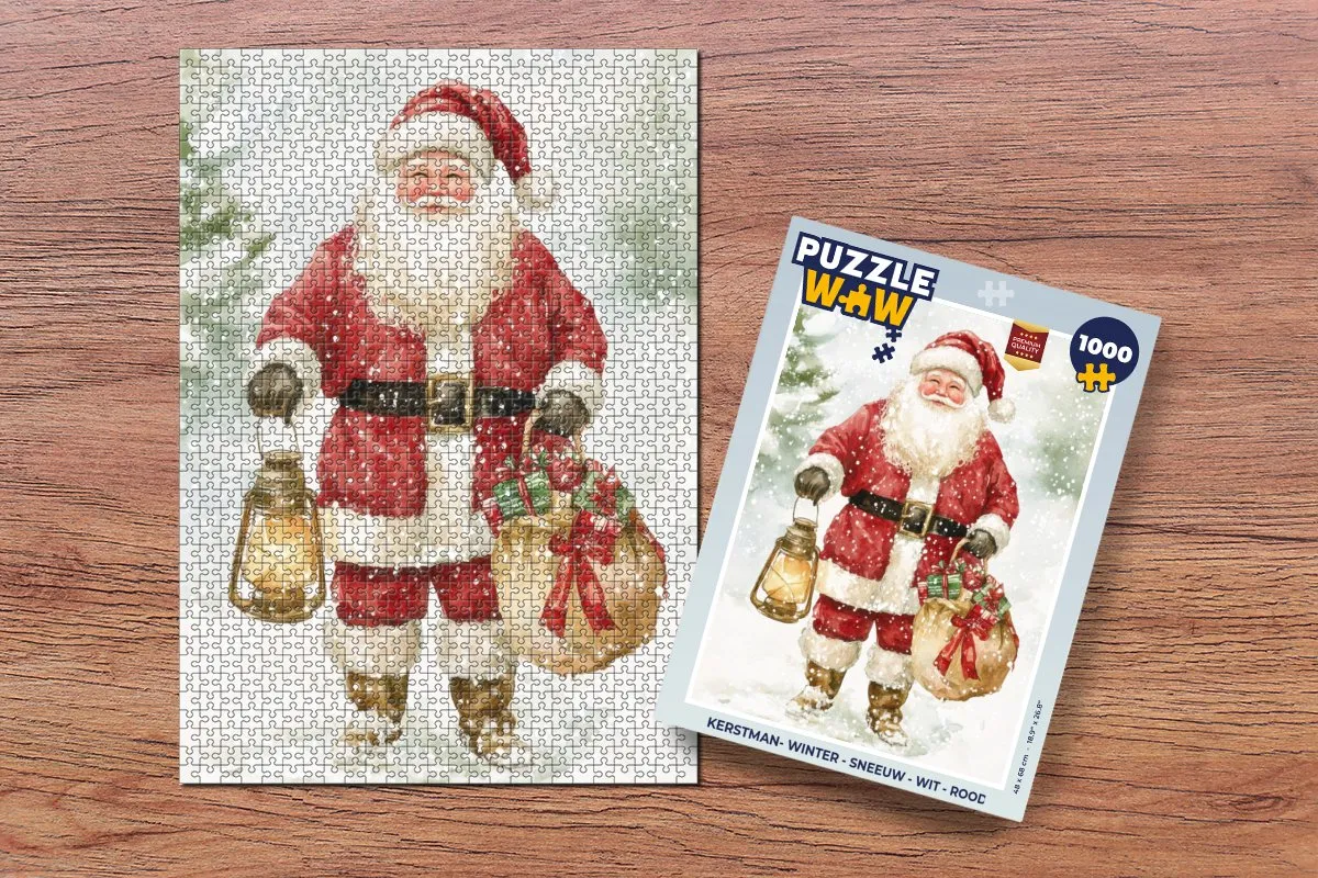 PuzzleWow Kerstman Puzzle 1000 Stuks - Kerstman/Wit/Rood