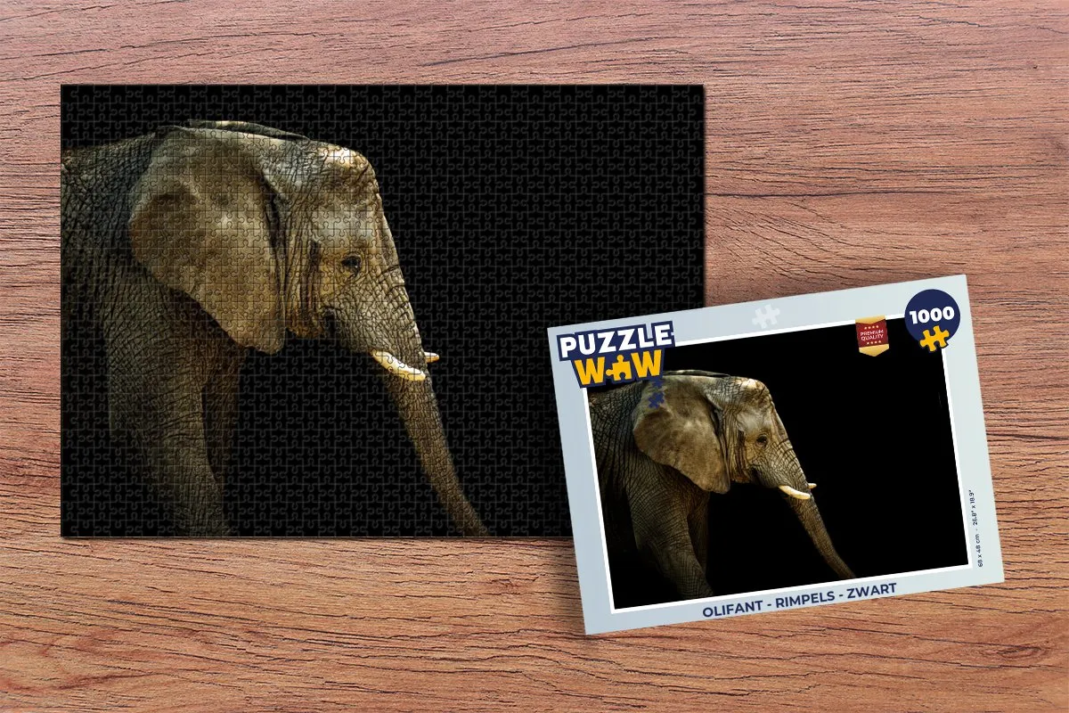 PuzzleWow Olifant Rimpels Legpuzzel 1000 Stuks - Multicolor