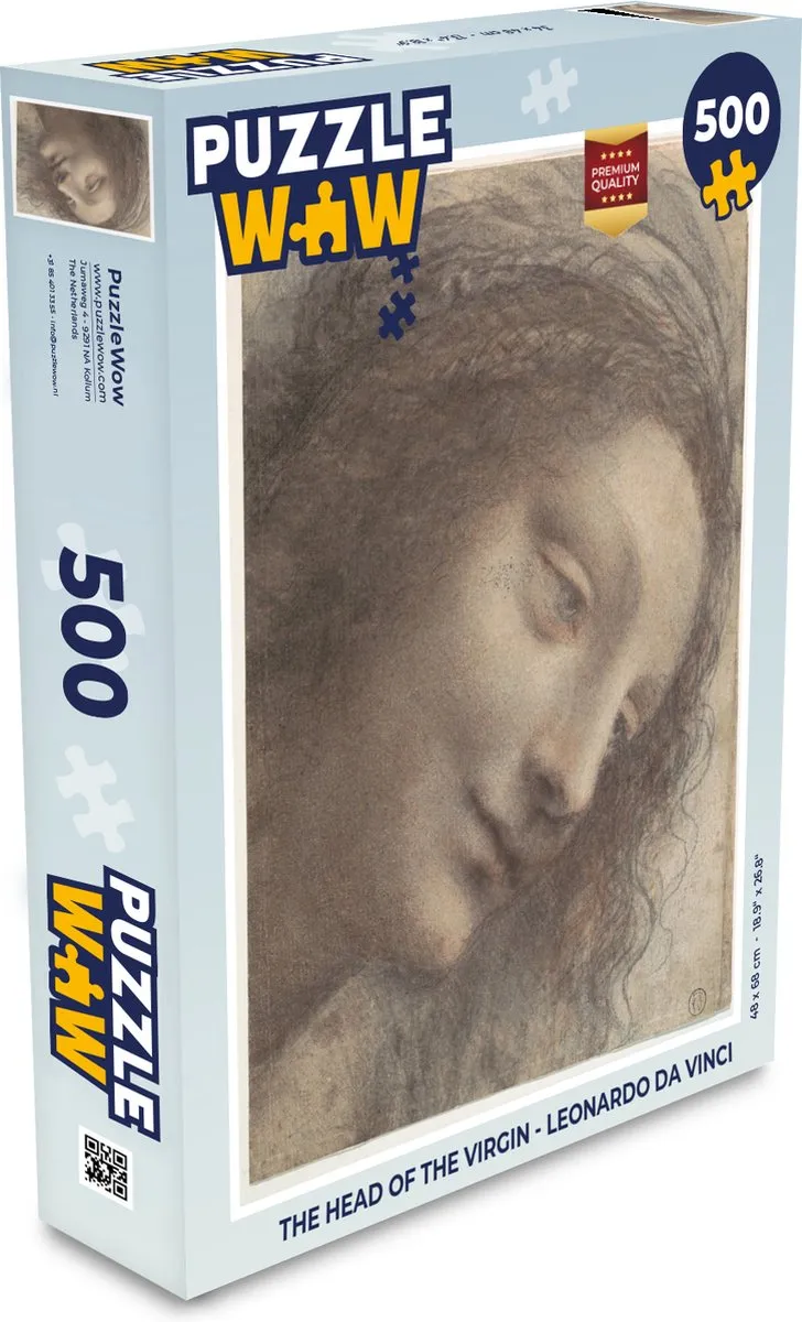 PuzzleWow The Head of the Virgin Leonardo da Vinci Legpuzzel 500 Stuks