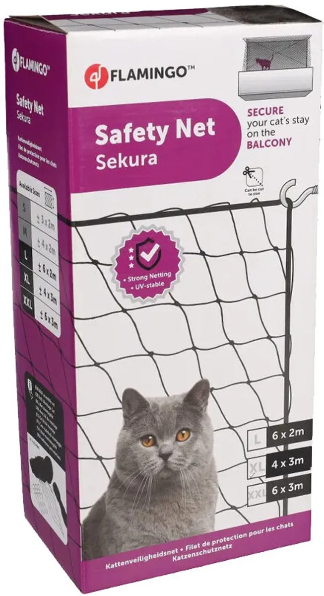Flamingo Kattenbeschermnet 3x6m - Zwart