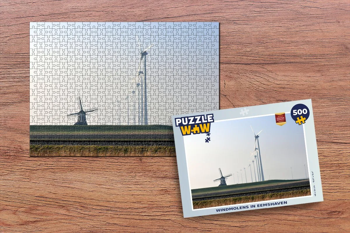 PuzzleWow Windmolens in Eemshaven Legpuzzel 500 Stuks - Multicolor