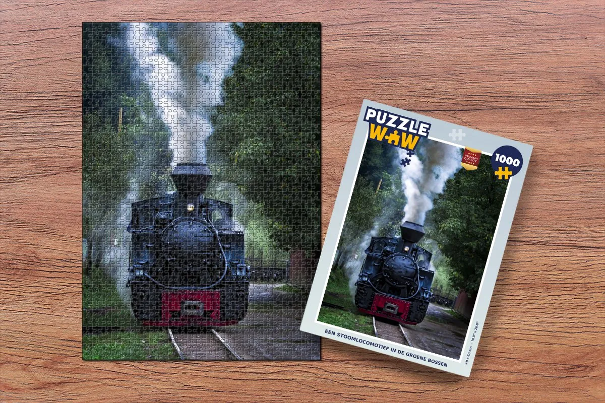 PuzzleWow Legpuzzel Stoomlocomotief Groene Bossen 1000 Stuks