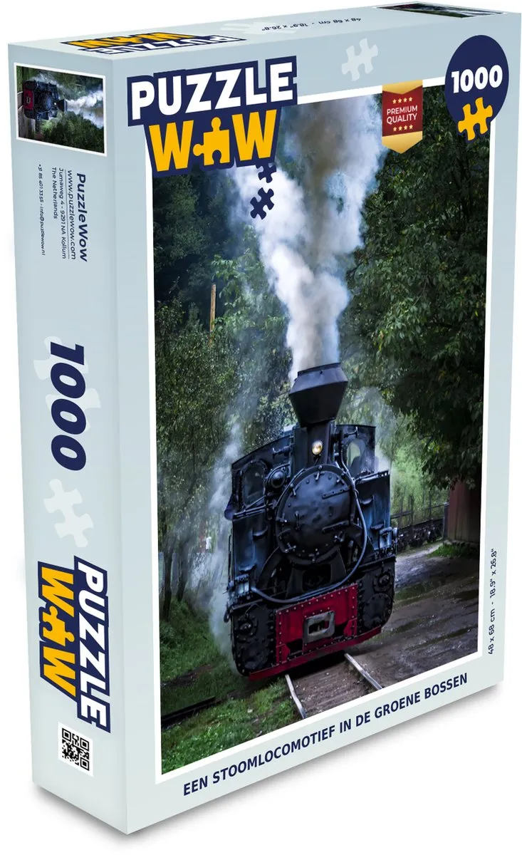PuzzleWow Legpuzzel Stoomlocomotief Groene Bossen 1000 Stuks - Multicolor