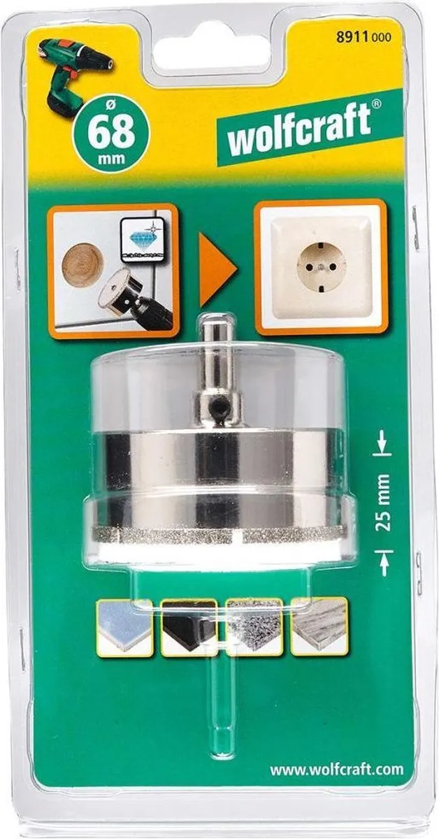 Wolfcraft Diamantboor 68mm - Beton - 25mm Snijdiepte