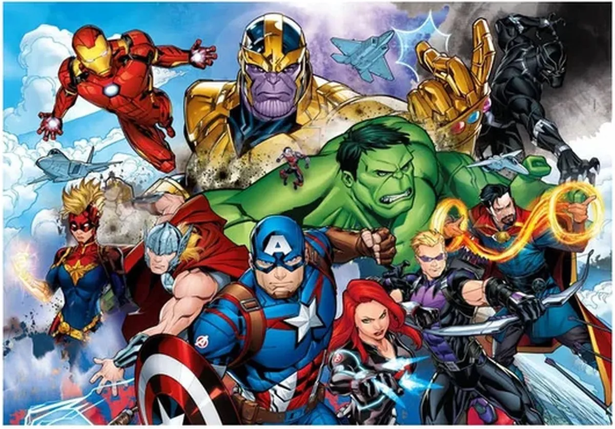 Marvel Avengers Legpuzzel 104 Stuks - 48,5 cm - Multicolor