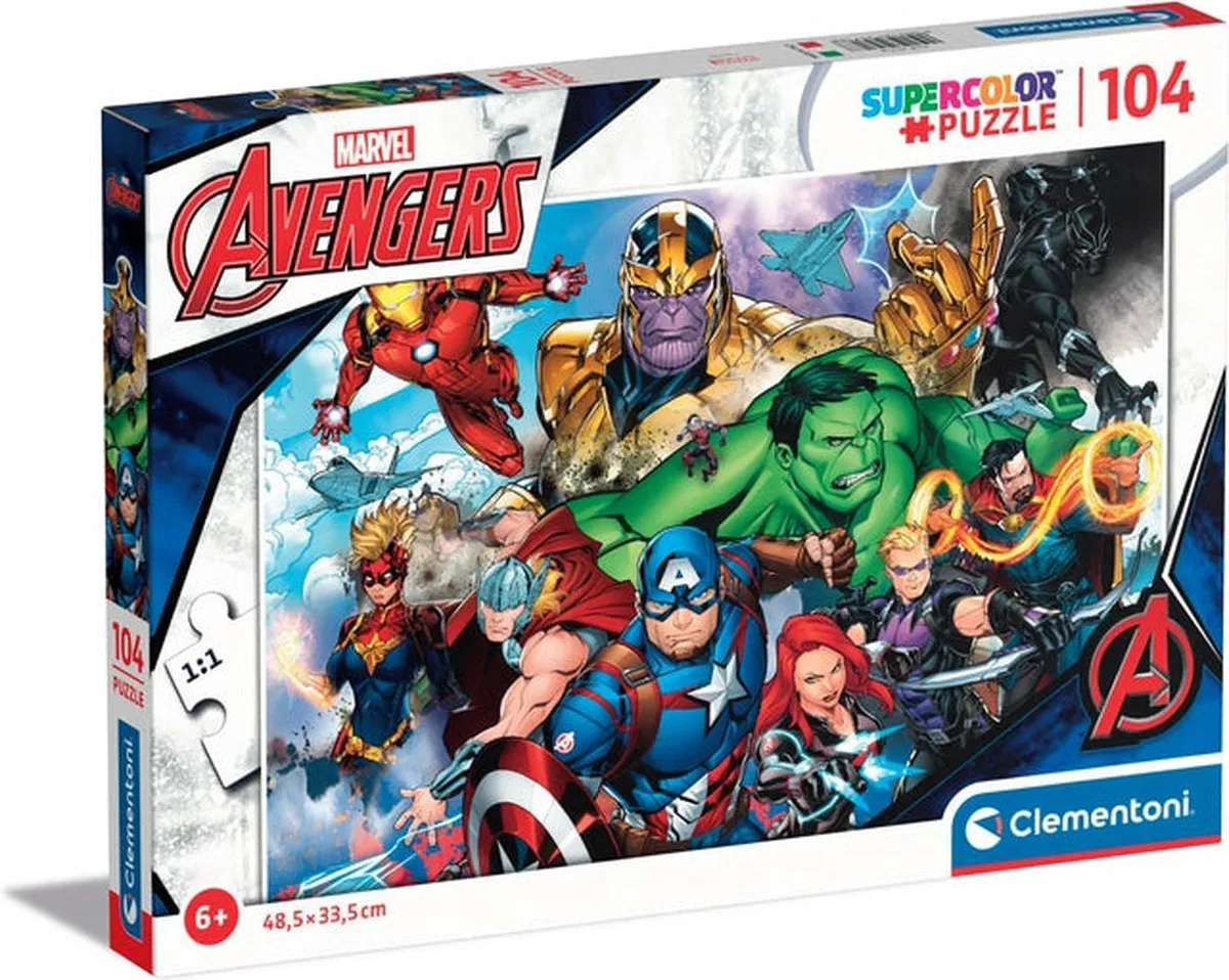 Marvel Avengers Legpuzzel 104 Stuks - 48,5 cm - Multicolor