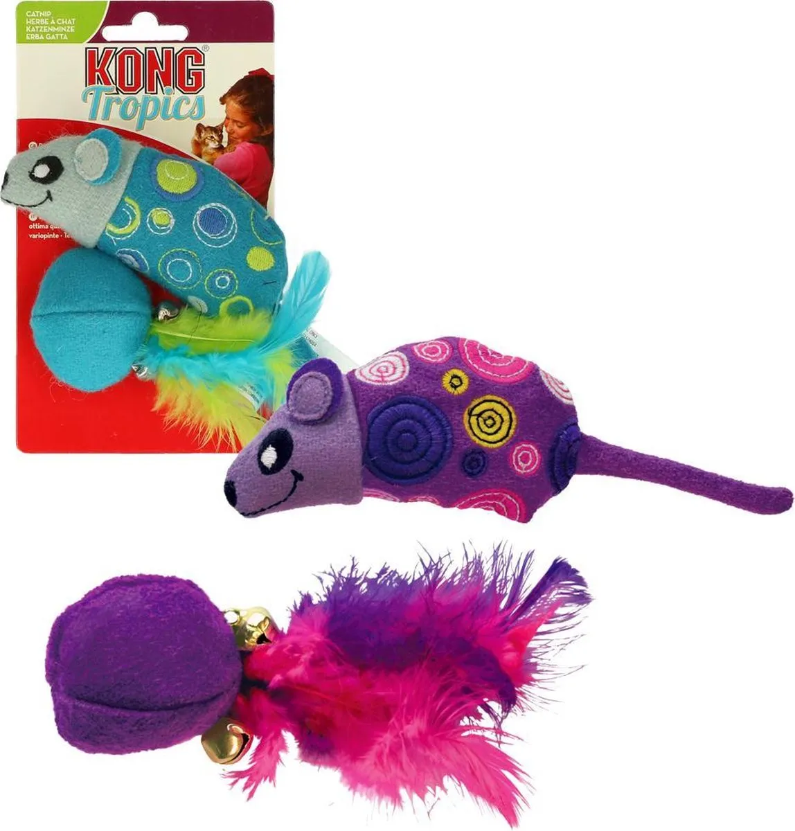 KONG Cat Tropics Muis/Bal 2 Stuks