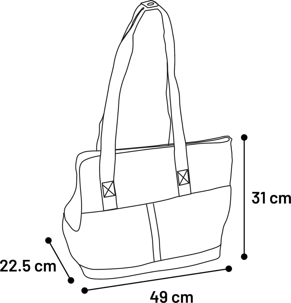 Flamingo Belle Draagtas Honden - Zwart 49x22,5x31cm