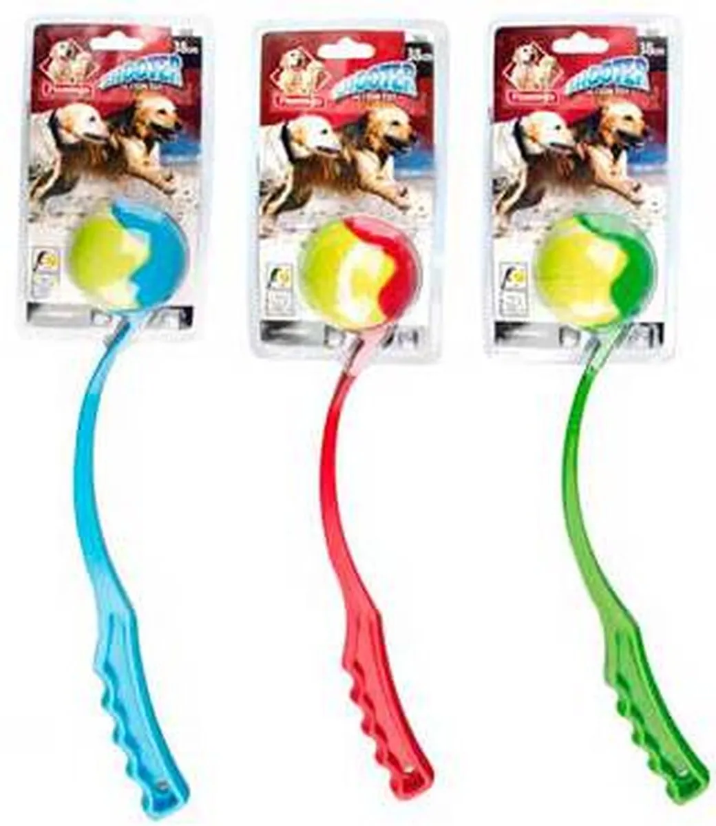 Flamingo Tennisbal Shooter - 38x6cm - Roze/Blauw/Rood