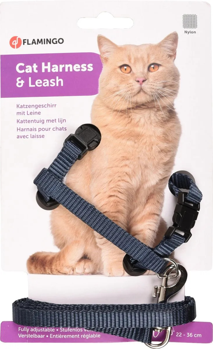 Flamingo Kattentuig met Lijn - 110 cm - Blauw