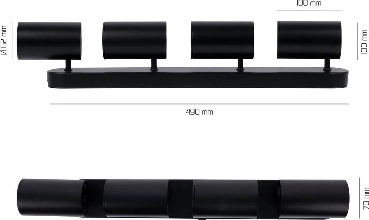 Ledvion LED Plafondspot 4x GU10 - Zwart