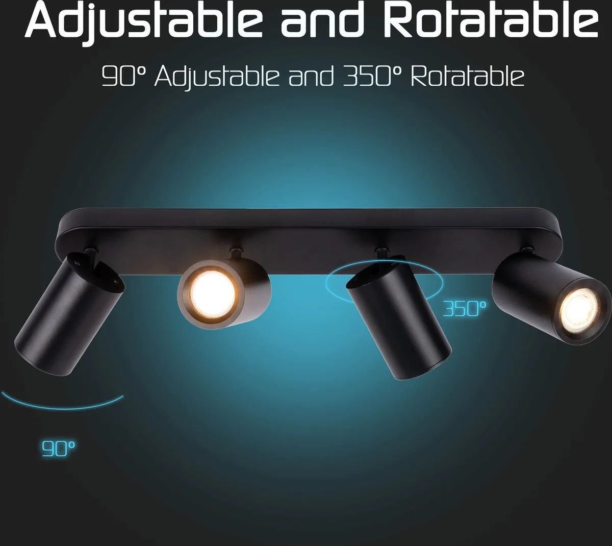 Ledvion LED Plafondspot 4x GU10 - Zwart
