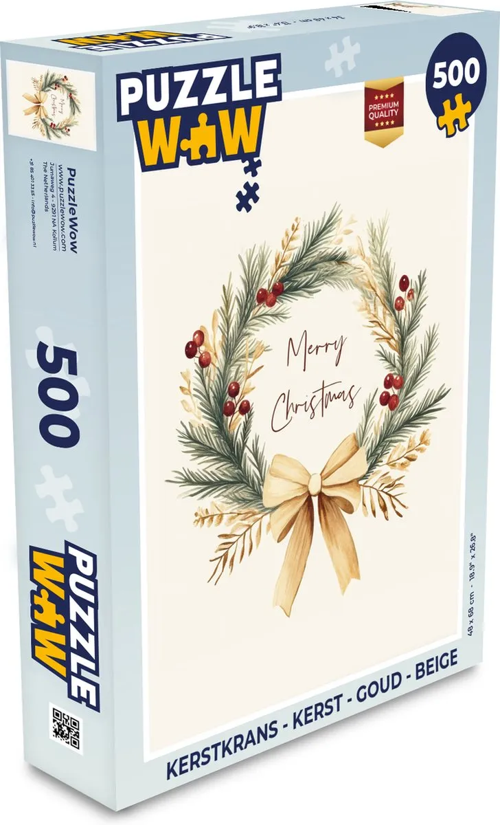 PuzzleWow Kerstkrans Legpuzzel 500 Stuks