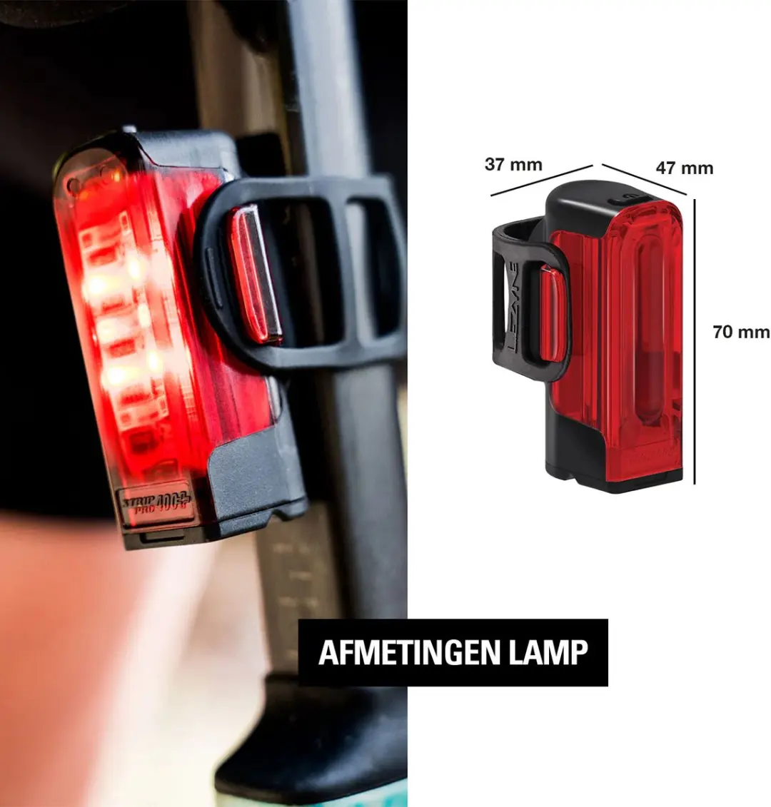 Lezyne Strip + StVZO - Achterlamp - 40 lumen lichtopbrengst - 10 uur Brandduur - 2 Output-modi - Ultraheldere LED's - Waterbestendig - afbeelding 2 van 6