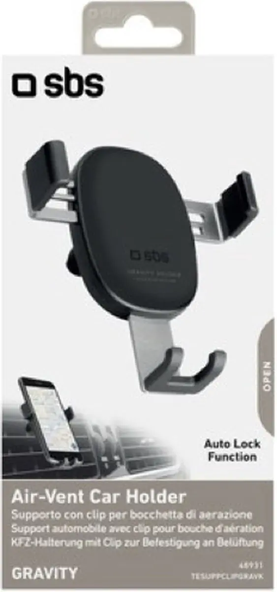 SBS Gravity Telefoonhouder Auto Ventilatierooster 6 Inch - Zwart/Zilver - afbeelding 3 van 6