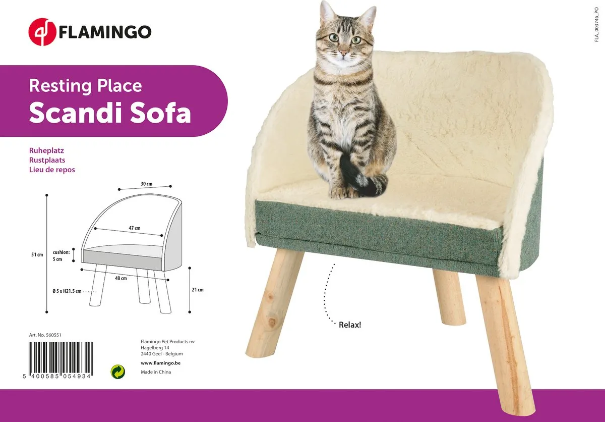 Flamingo Scandi Sofa Kattenmeubel - Groen