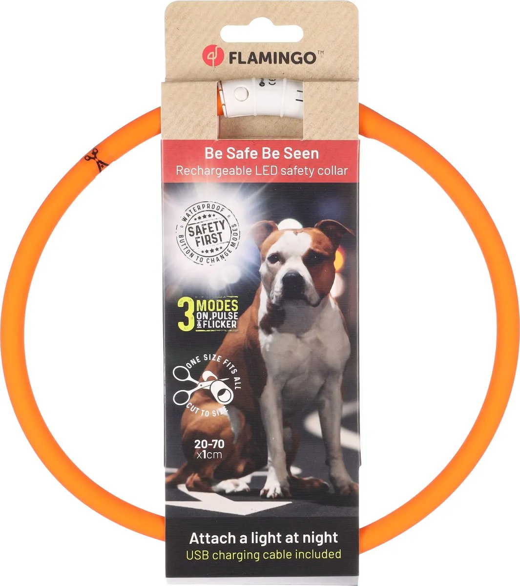 Flamingo Visio Halsband - 20-70cm - 16mm - Oranje