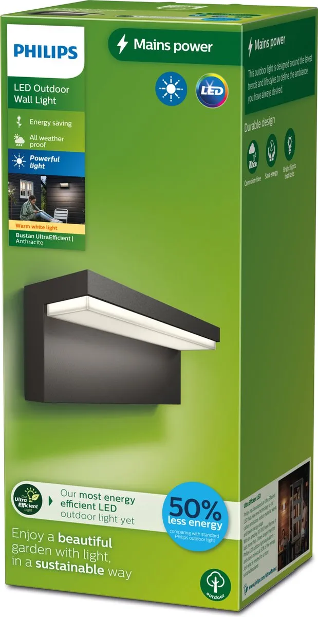 Philips Bustan Wandlamp 3,8W - Anthraciet - afbeelding 6 van 6