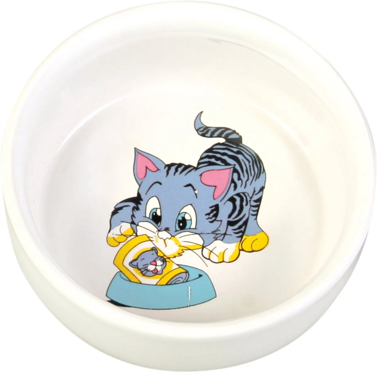 Trixie Keramiek Voer- en Waterbak Stripkat 11cm - Wit - afbeelding 2 van 2