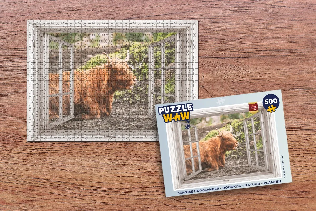 PuzzleWow Schotse Hooglander Legpuzzel 500 Stuks - Multicolor