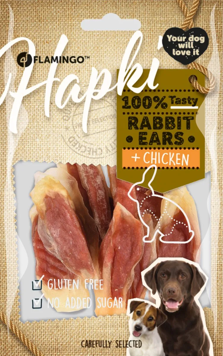 Flamingo Hapki Snack Honden Rabbit Ear Wrapped With Chicken 85g
