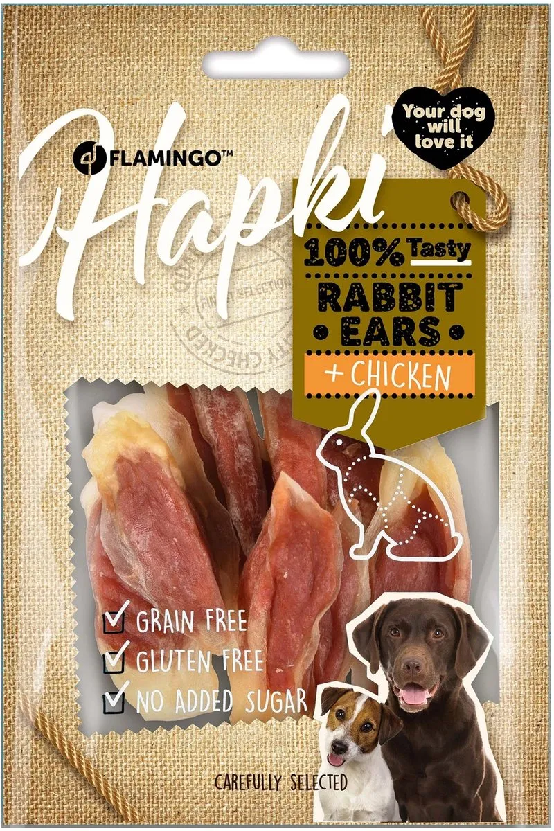 Flamingo Hapki Snack Honden Rabbit Ear Wrapped With Chicken 85g