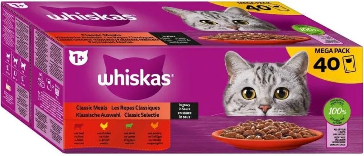 Whiskas 1+ Selectie Saus 40x85g - Klassiek